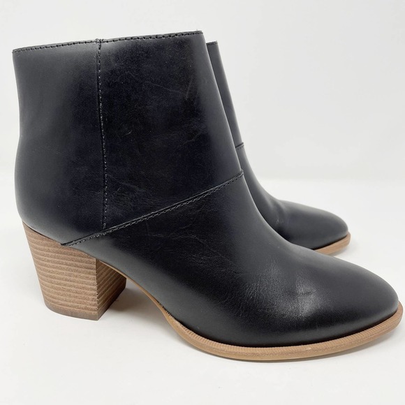 Madewell The Rosie Ankle Boot - Women's Black Leather Heeled Bootie, Size 8.5 - Picture 6 of 14